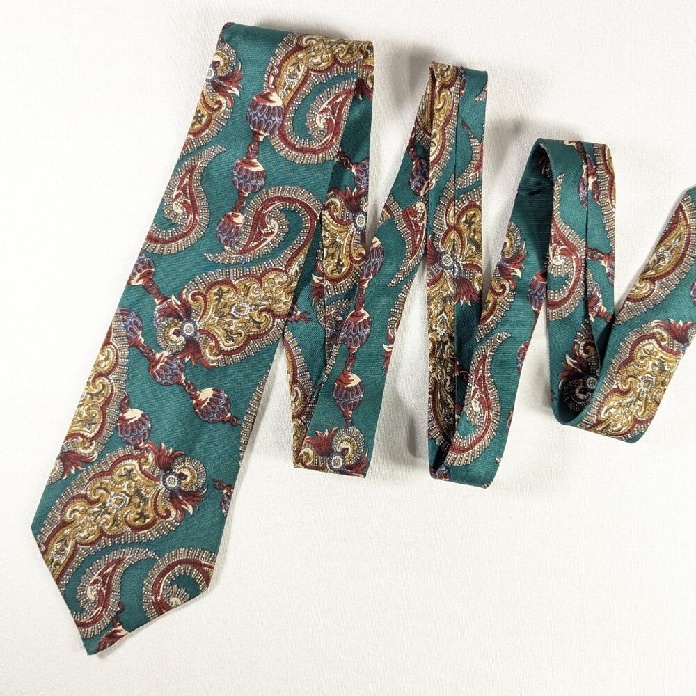 Vintage 100% silk neck tie, Boulevard Club Pure silk emerald green tie,